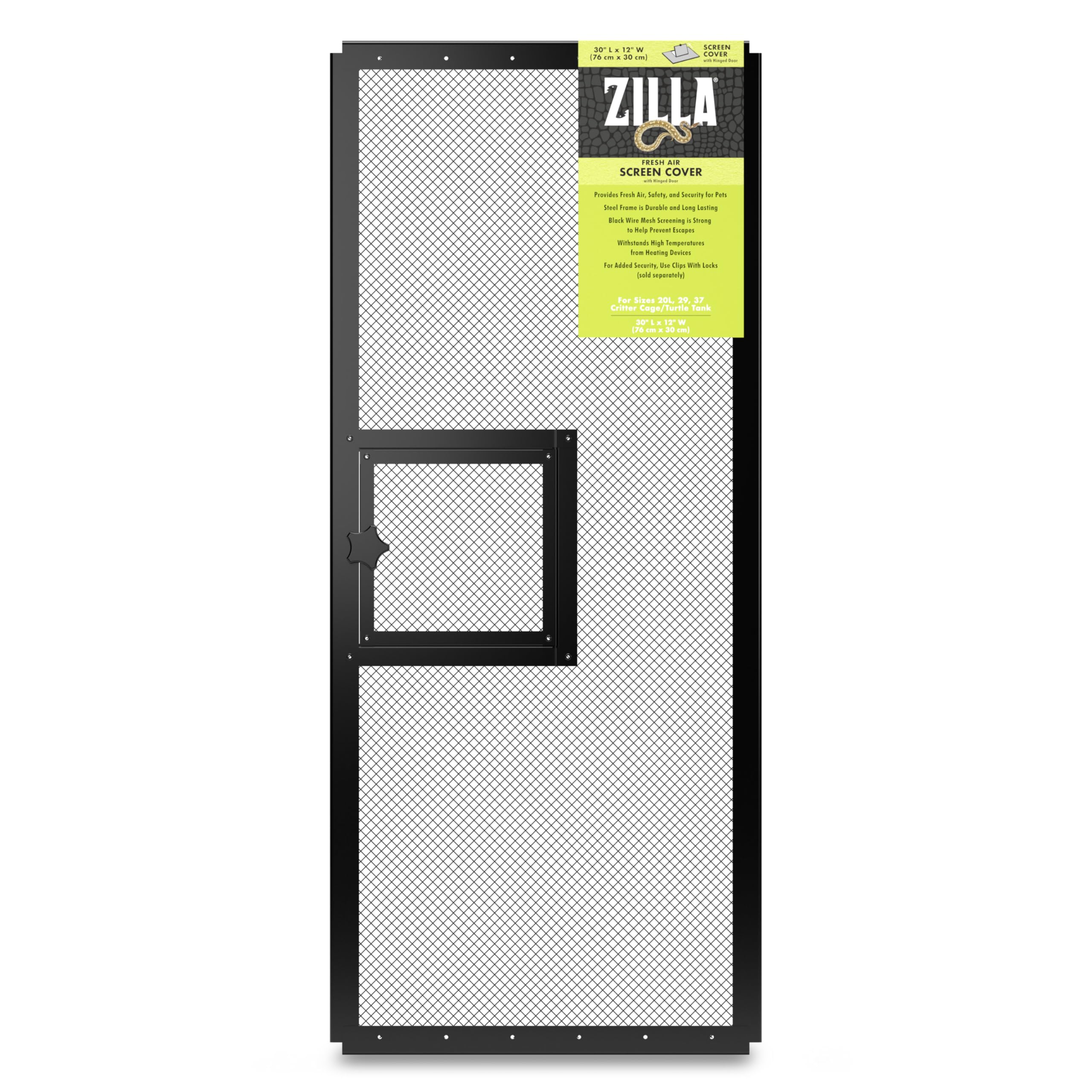 Couvercle d air Zilla avec porte charniere pour terrarium, pratique et sûr