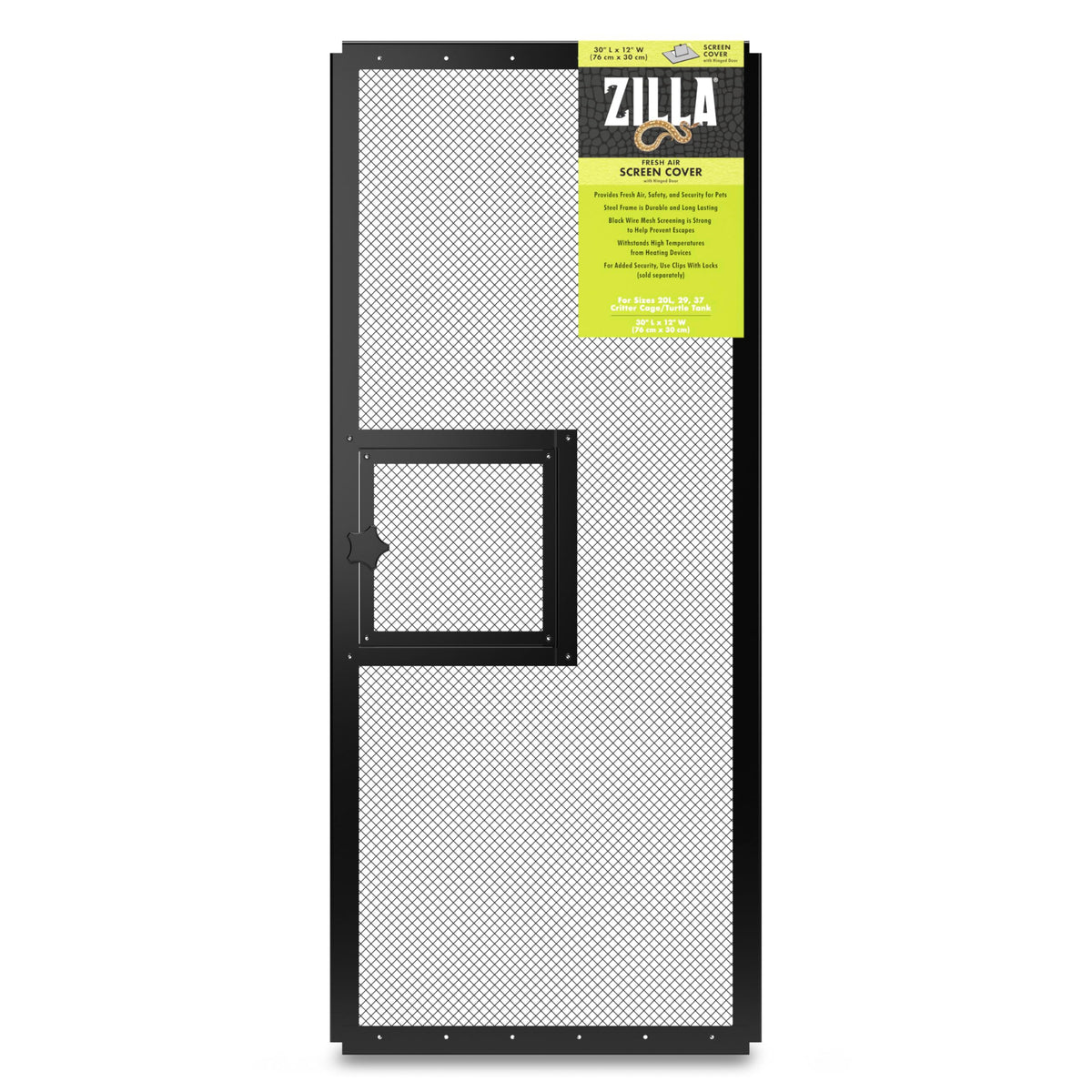 Couvercle d air Zilla avec porte charniere pour terrarium, pratique et sûr