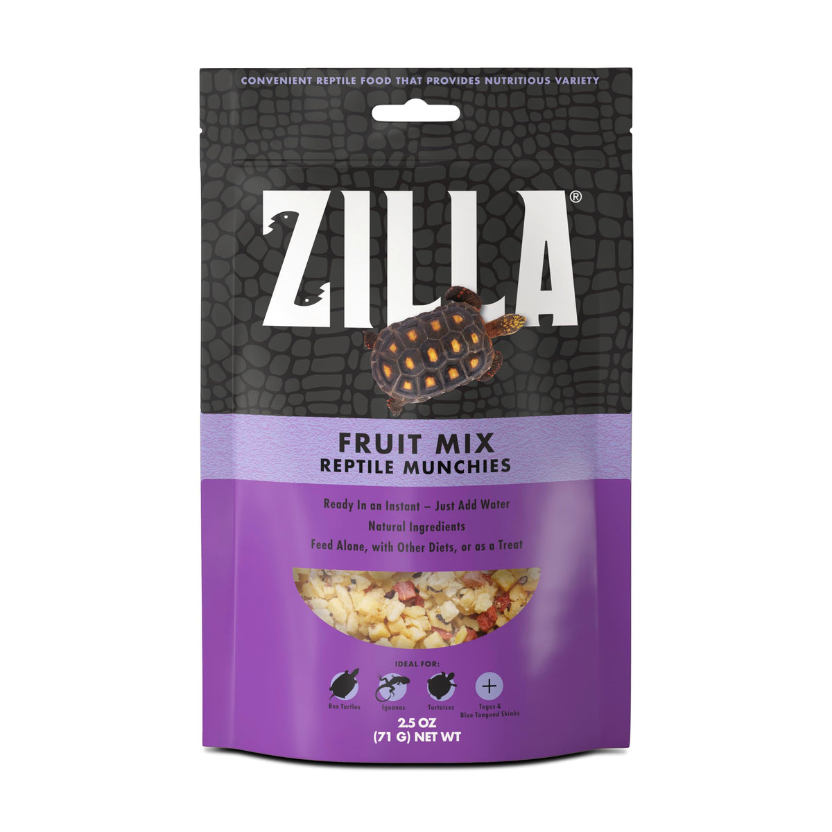 Zilla Reptile Munchies Fruit Mix emballage refermable pratique