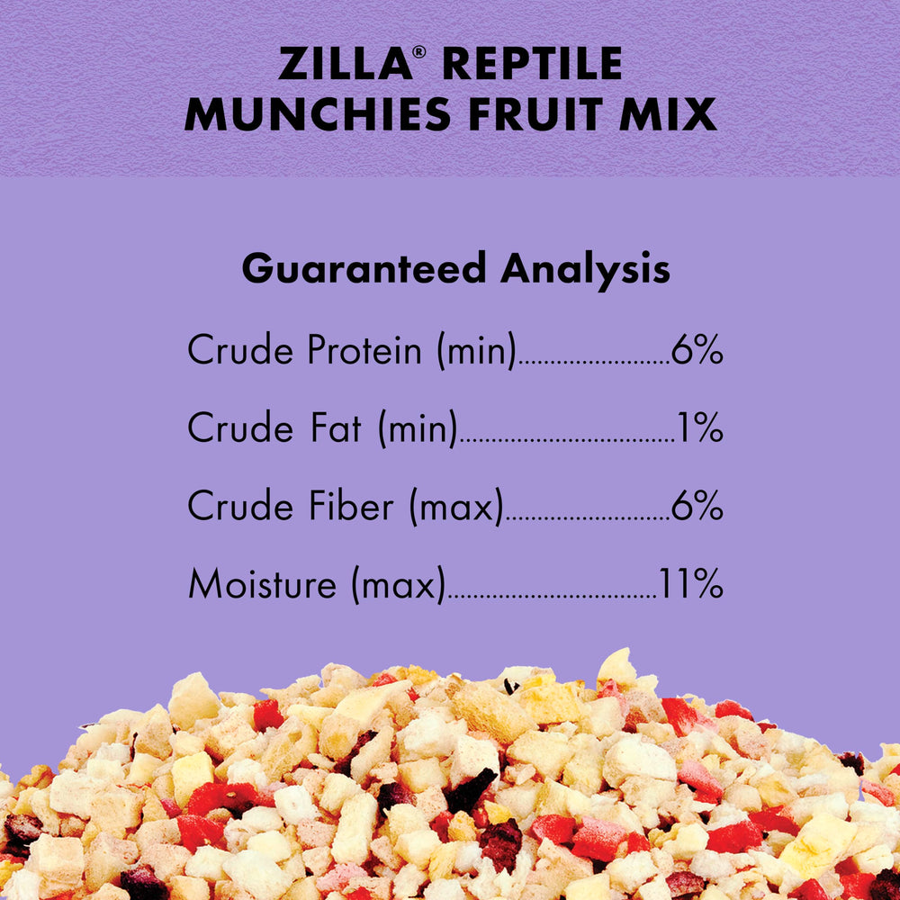 Zilla Reptile Munchies Fruit Mix tortue pieds rouges et jaunes prête à manger