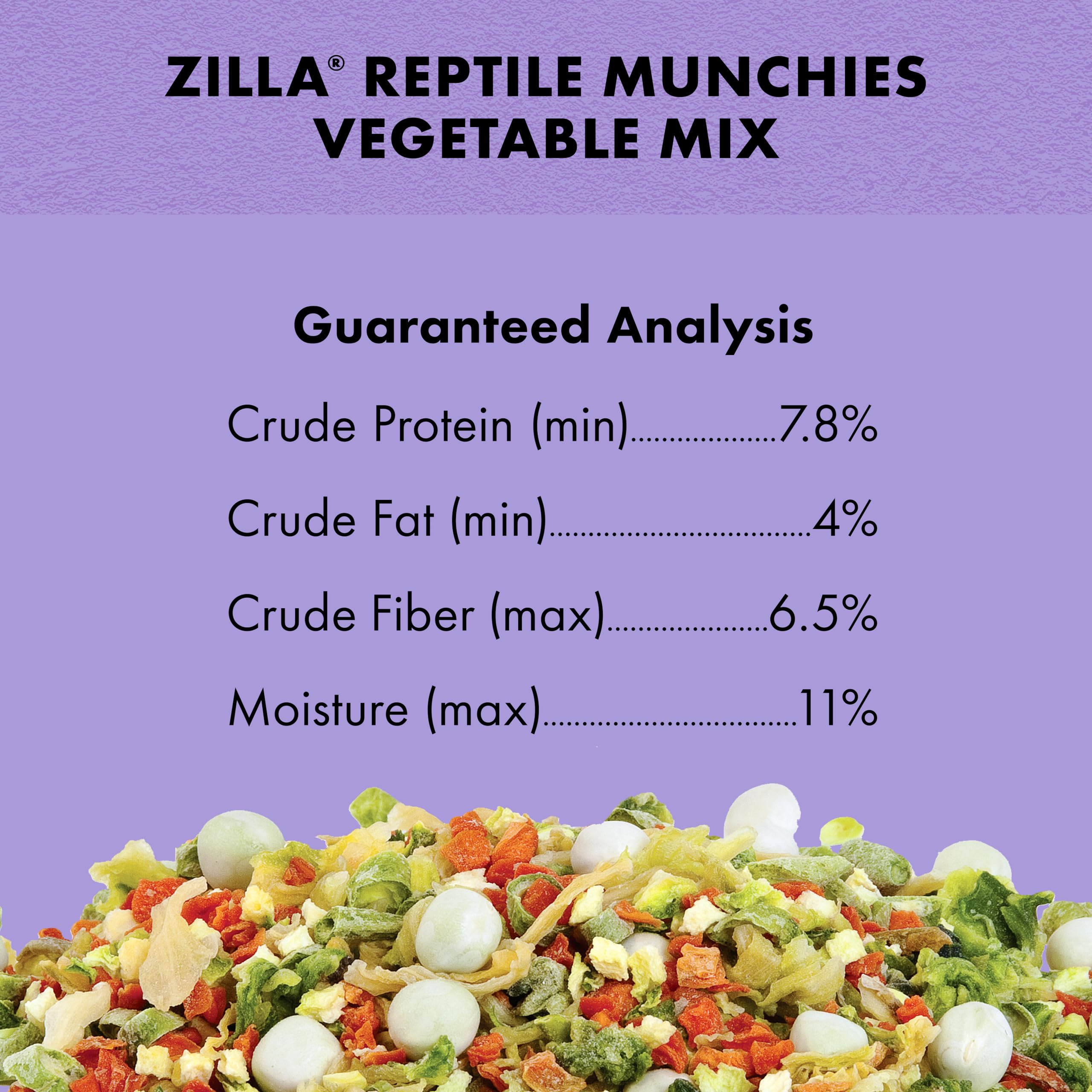 Zilla Reptile Munchies mélange carottes et pois pour reptiles.