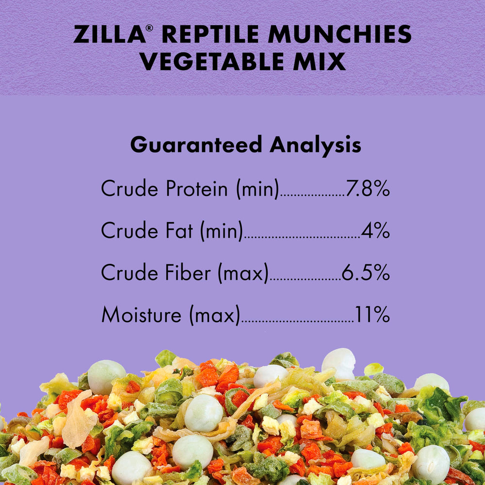 Zilla Reptile Munchies mélange carottes et pois pour reptiles.