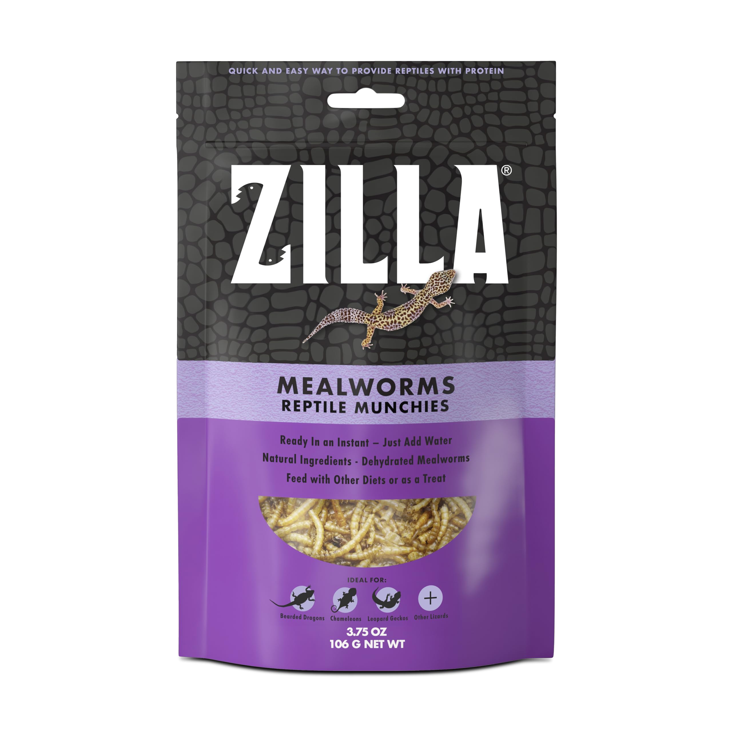 Zilla Reptile Munchies – sachet refermable pour conservation pratique des vers de farine