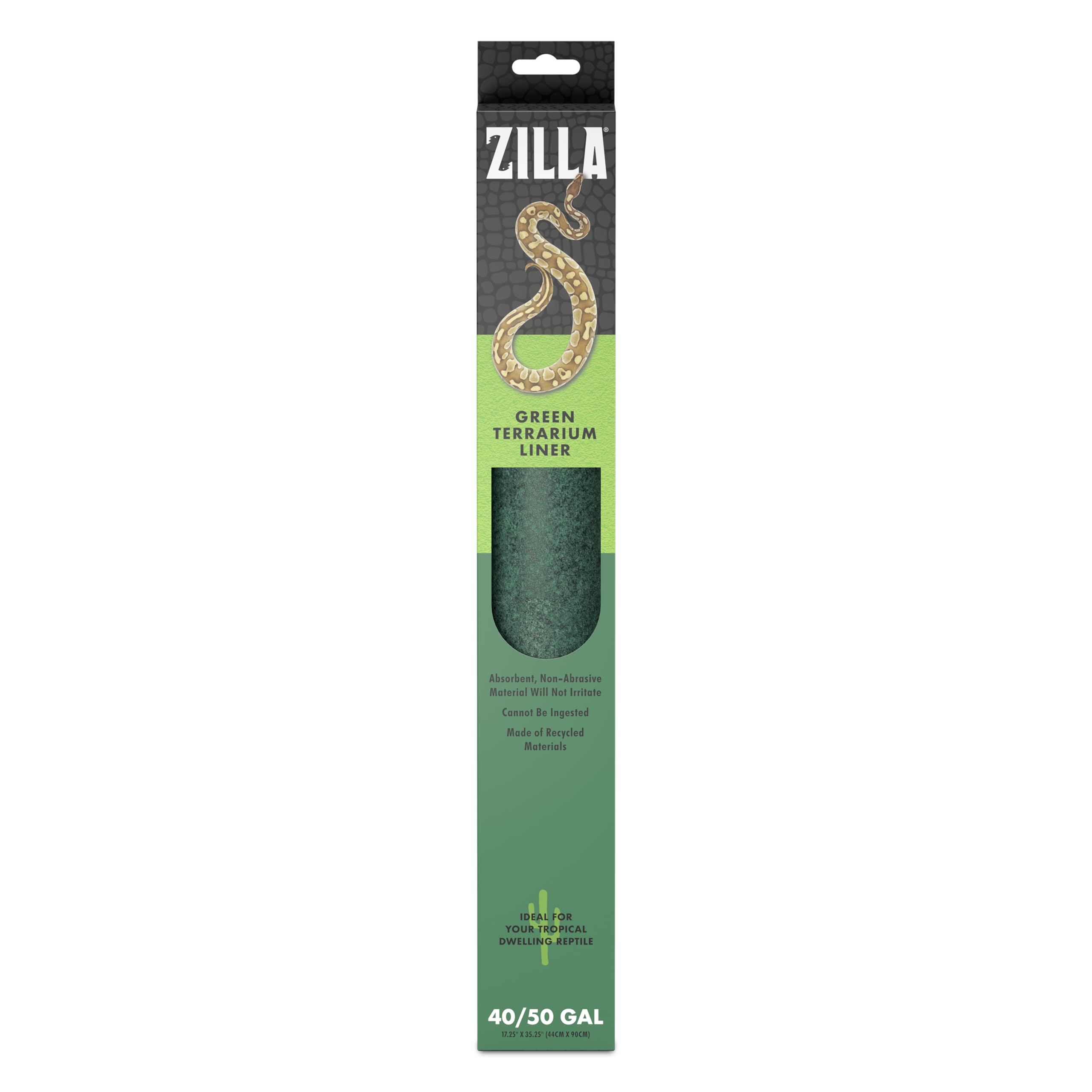 Liner Zilla terrarium vert 40BR50G, surface absorbante et confortable pour reptile.