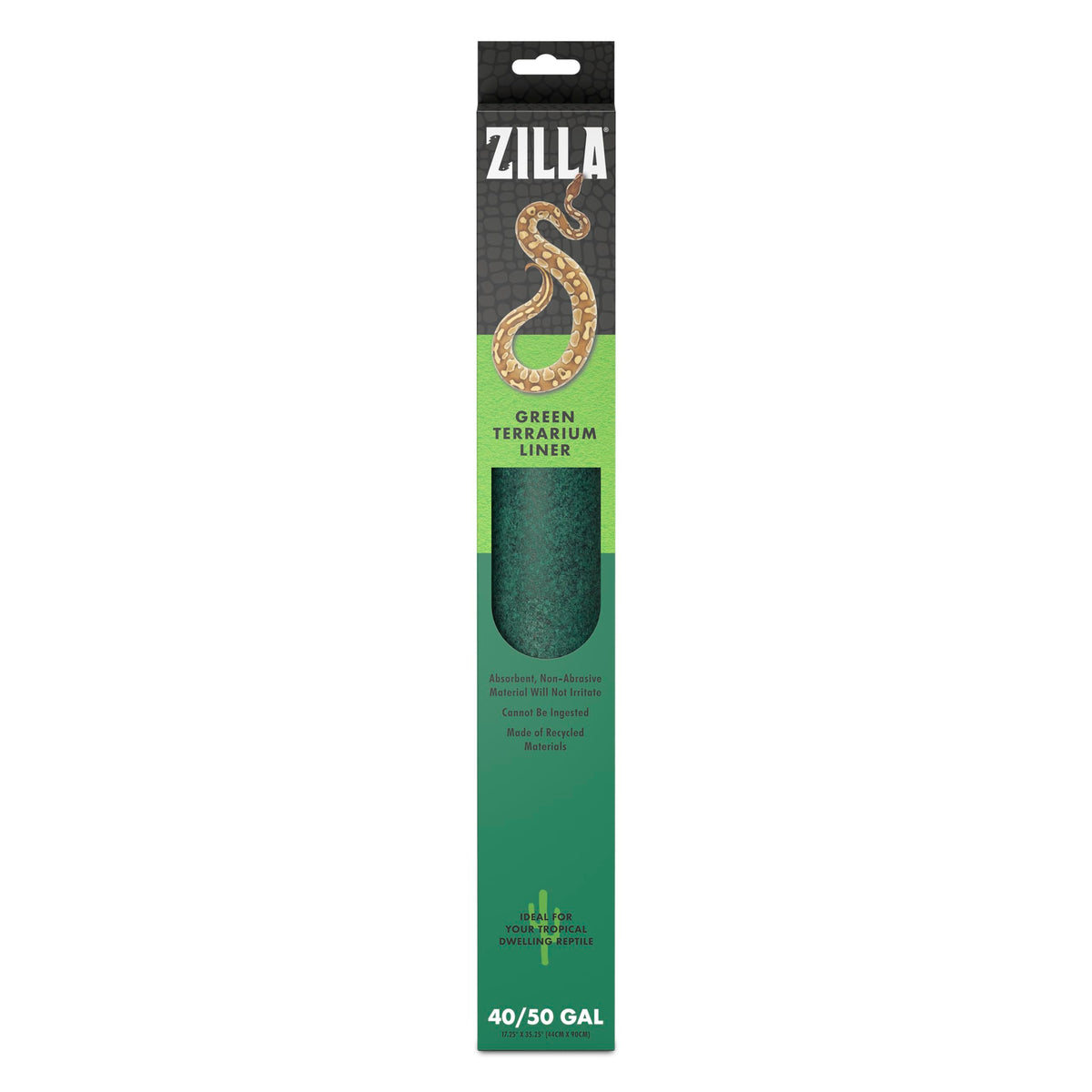 Liner Zilla terrarium vert 40BR50G, surface absorbante et confortable pour reptile.