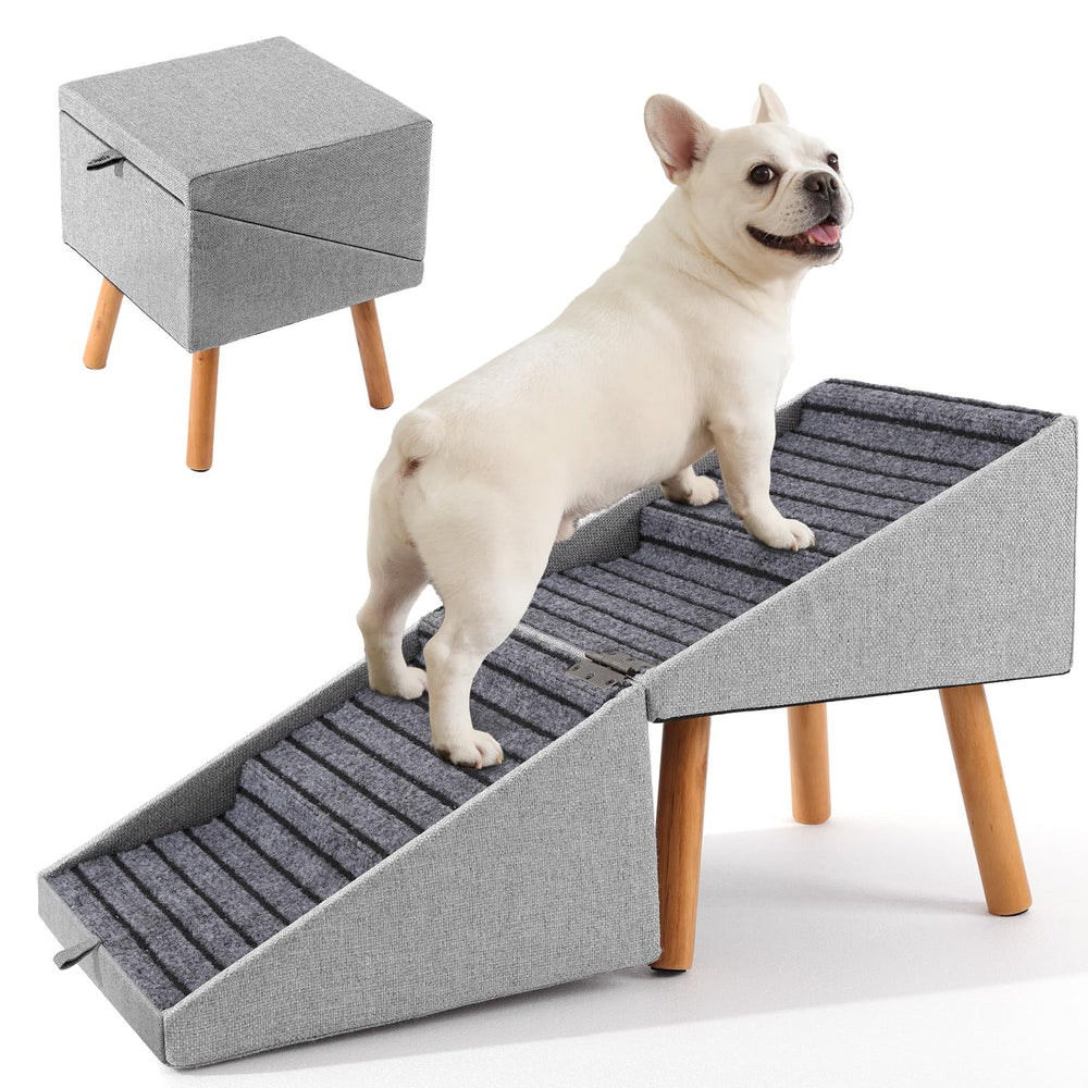 Échelle Ziluce pour petit chien en bois à quatre niveaux, usage facile.