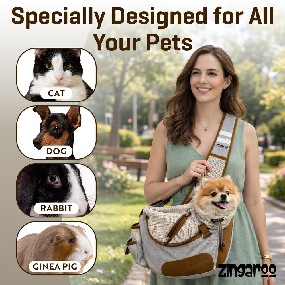 Zingaroo Sling: poches intégrées pour smartphone et accessoires, gain de temps en déplacement.