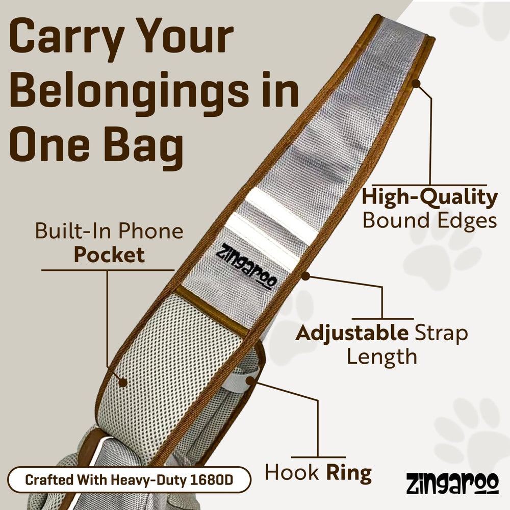 Zingaroo Sling: poche pour bouteille d'eau intégrée, pratique lors des sorties prolongées.