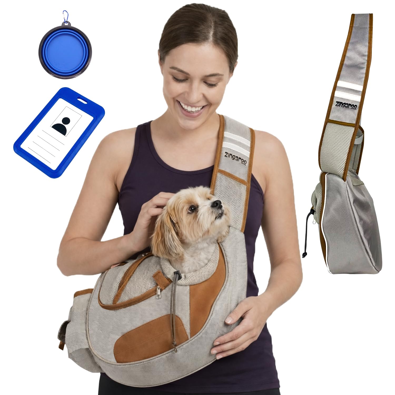 Zingaroo Sling: porte-mains-libres pour chat et petit chien, pratique lors des trajets en métro.