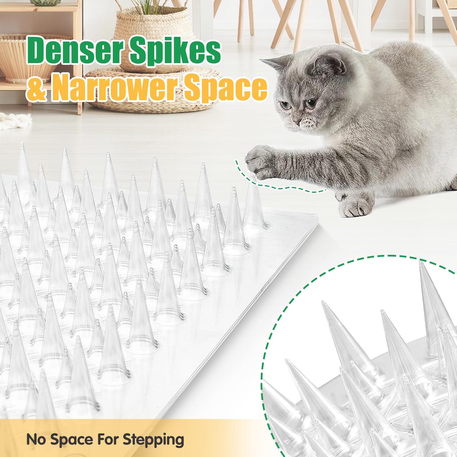 Zipcase pics étroits et denses, surface peu accueillante pour les chats.