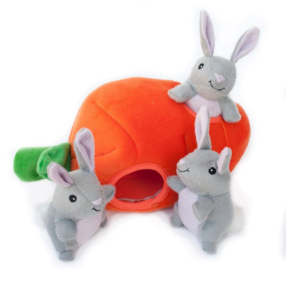 ZippyPaws Burrow carotte et lapin en peluche, stimulation mentale pour chien.