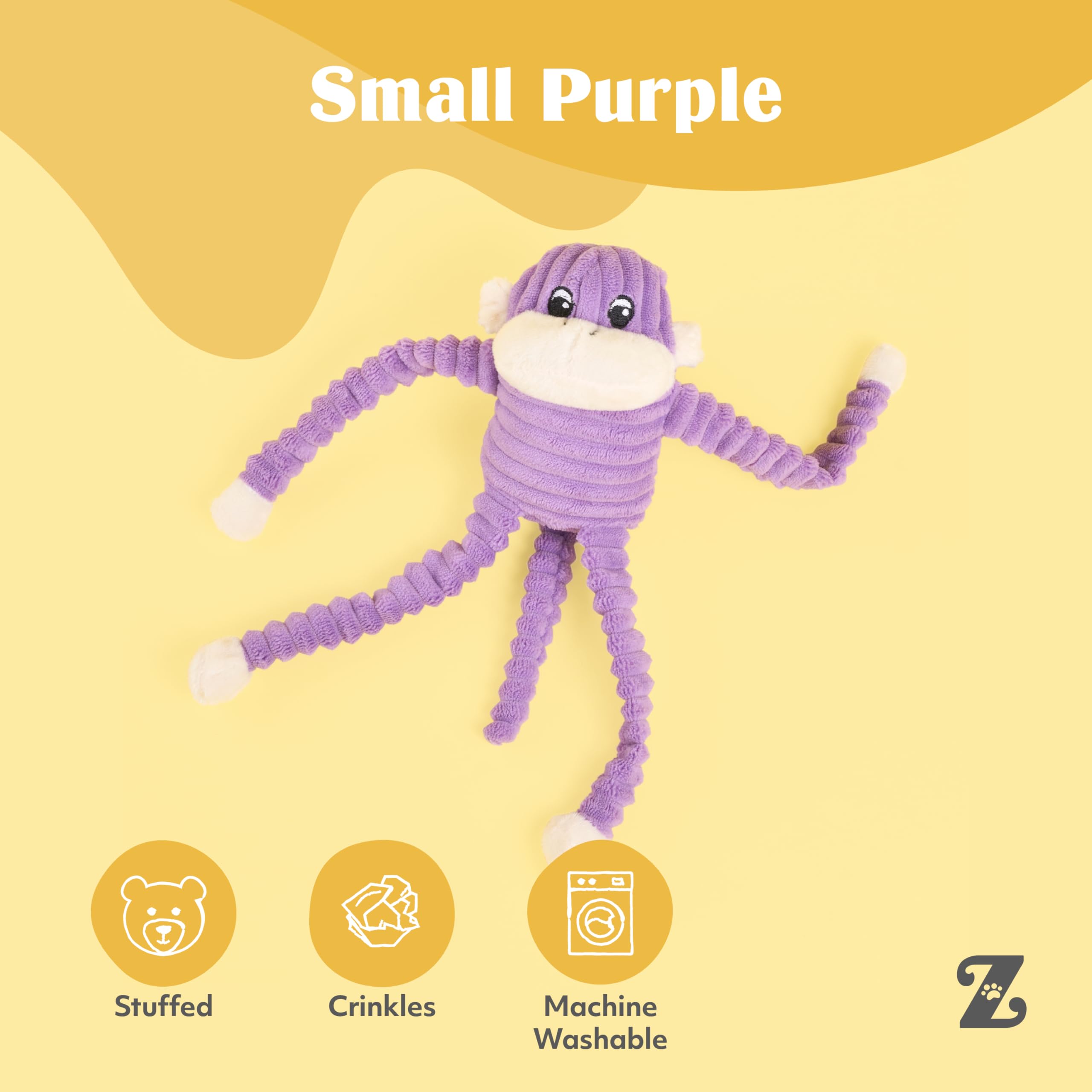 ZippyPaws Crinkle Monkey sifflet rond, stimulation auditive pendant le jeu quotidien