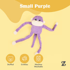 ZippyPaws Crinkle Monkey sifflet rond, stimulation auditive pendant le jeu quotidien