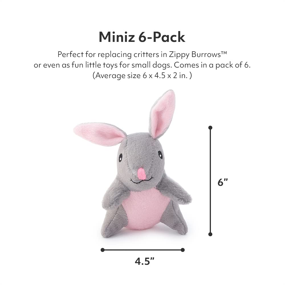 ZippyPaws Burrow Miniz – six petits animaux siffants, stimulent l’ouïe pendant le jeu.
