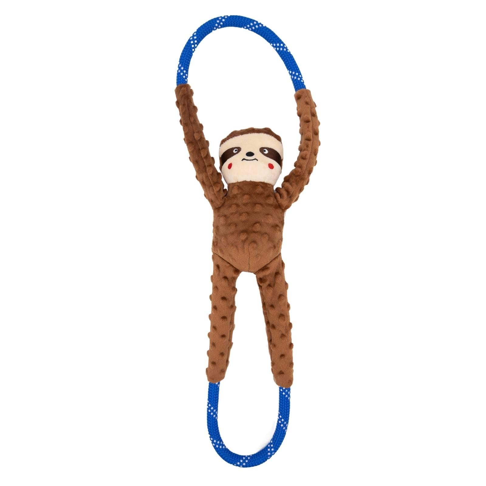 ZippyPaws RopeTugz paresseux peluche et corde, idéal pour jeux de tir interactifs