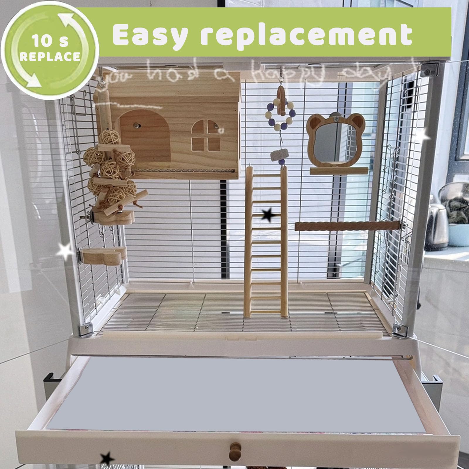 Format grand ZIQON pour cage d'oiseau, adapté à différentes cages.