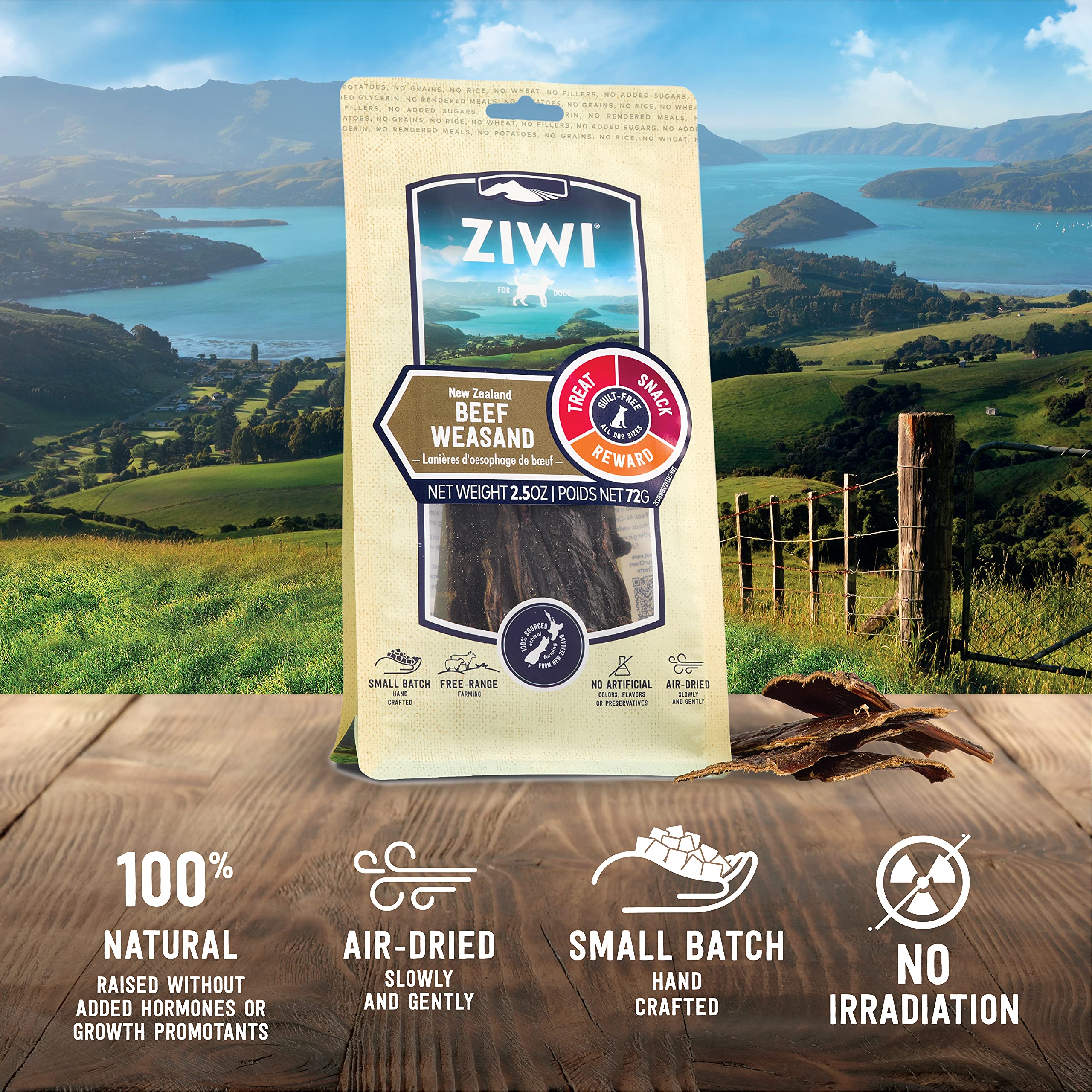 Bouchées gorge de boeuf ZIWI, ingrédients simples et sans additifs pour chiens sensibles