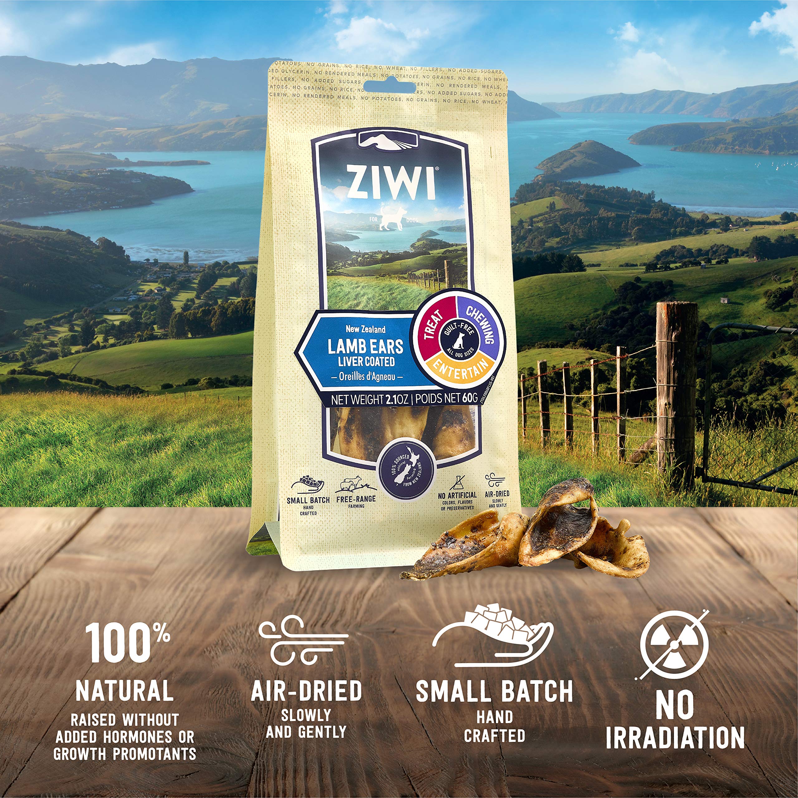 ZIWI Oreilles d'agneau sèches, origine éthique et ingrédients simples.