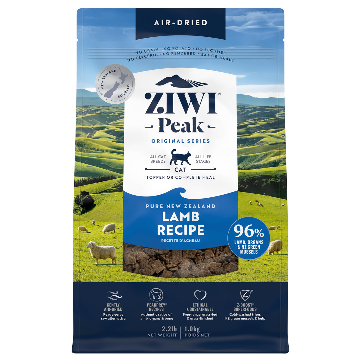ZIWI Peak chat – emballage pratique, nourriture naturelle prête à l’emploi.