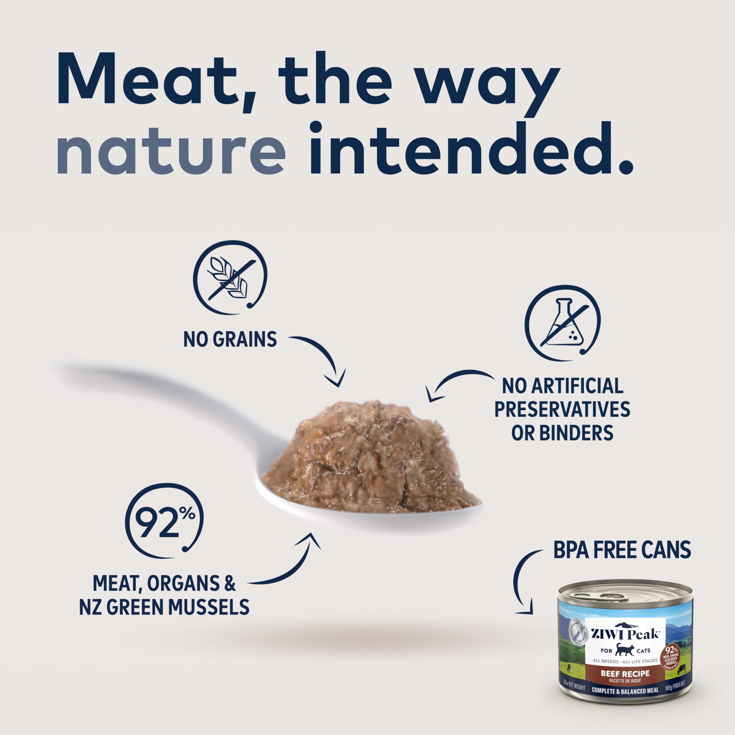 Nourriture ZIWI Peak Chat Boeuf Pate, ouverture facile pour le service.