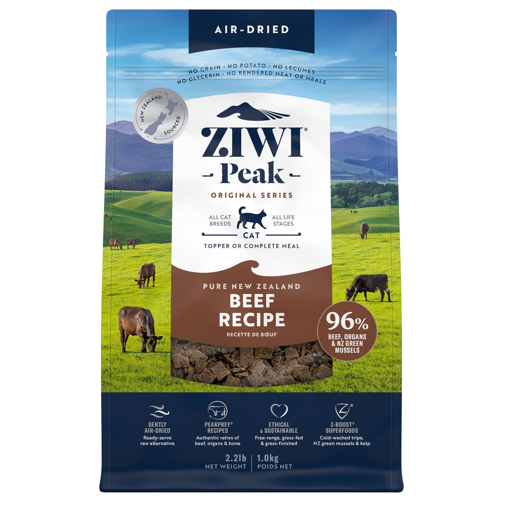 ZIWI Peak chat-boeuf-seche-air: alimentation riche en protéines et pratique.