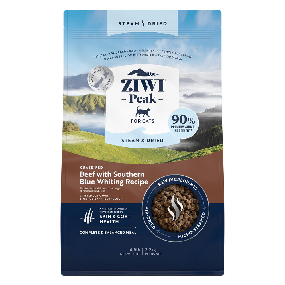 Croquettes Ziwi Peak pour chat au boeuf et poisson bleue du Sud, texture appétente.