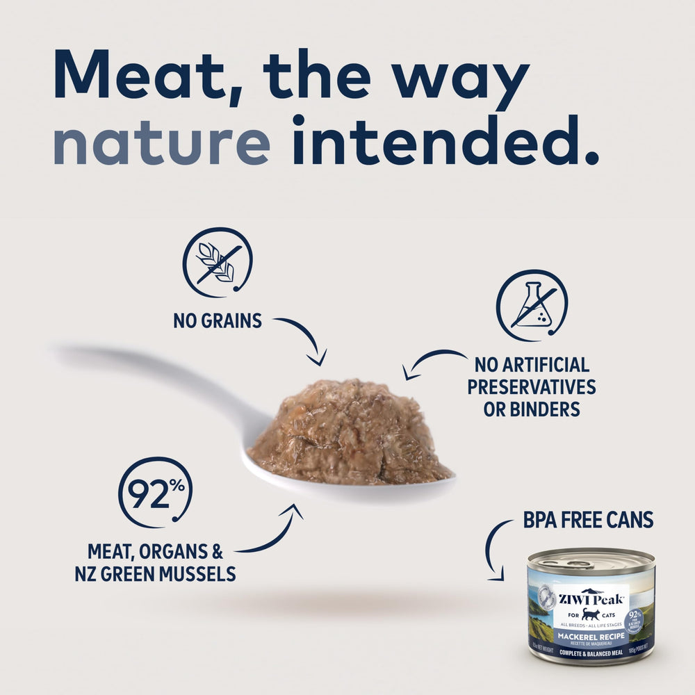 ZIWI Peak Ingrédients Naturels Chat : ingrédients simples favorisant la digestibilité.
