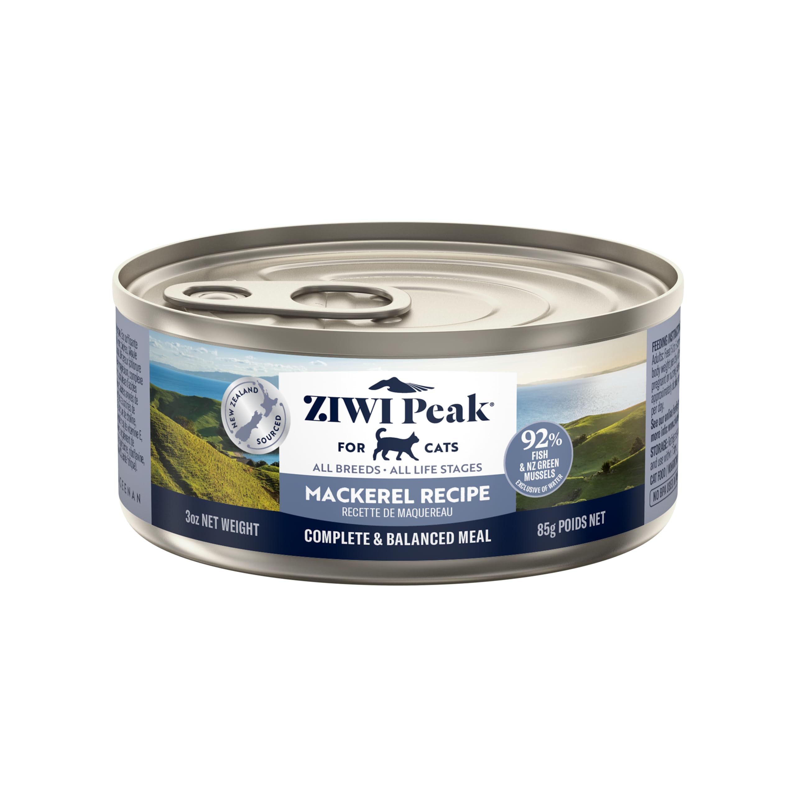 ZIWI Peak Maquereau Pate 3oz : pâté protéiné apprécié par les chats, parfait en garniture.