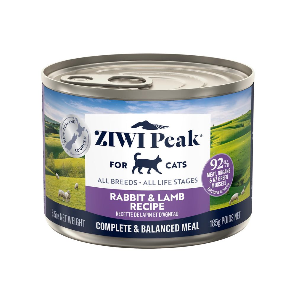 ZIWI Peak pate chat lapin et agneau, texture appétente et protéines élevées.