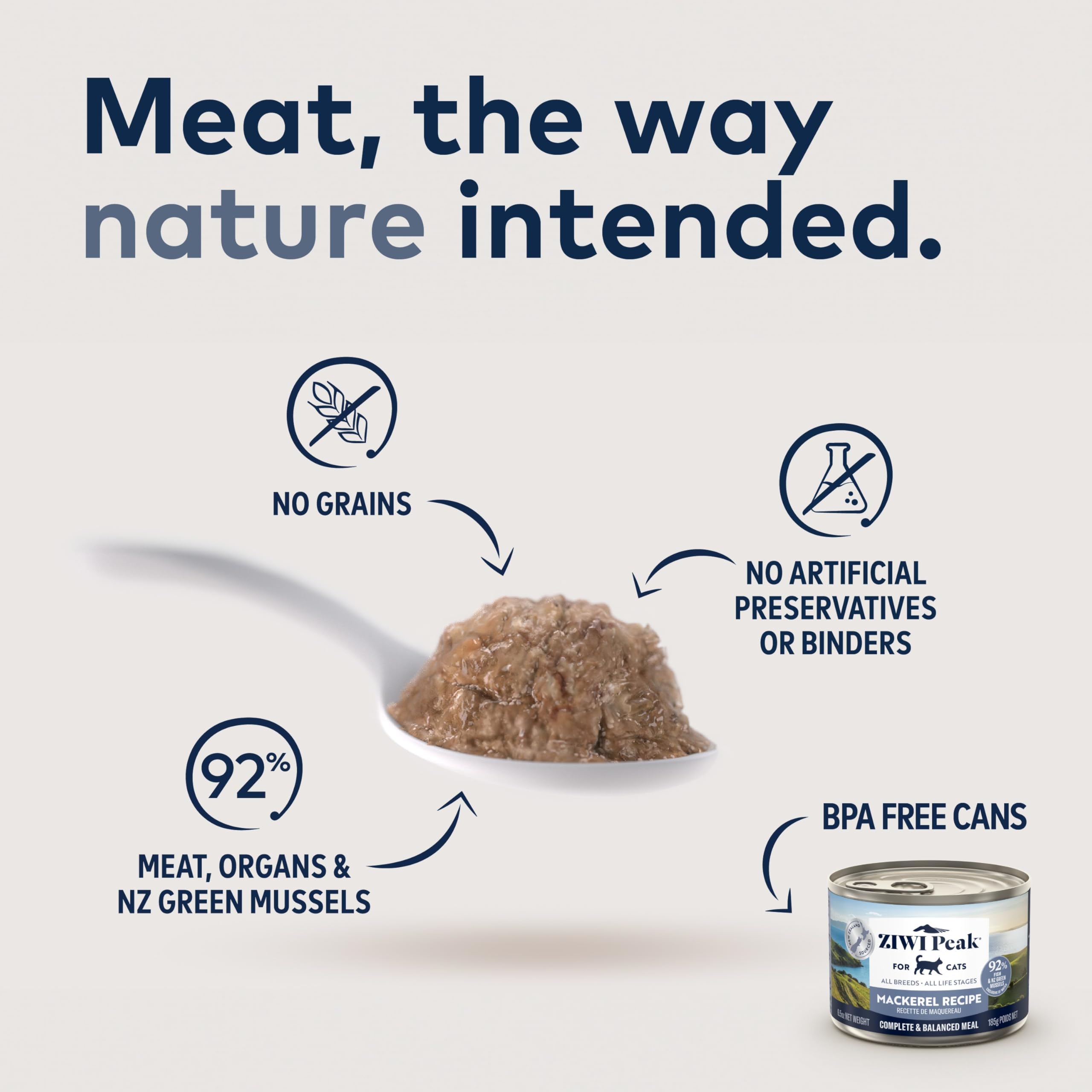 ZIWI Peak sans cereales pour chat, nourriture humide sans cereales, pratique et nutritive.