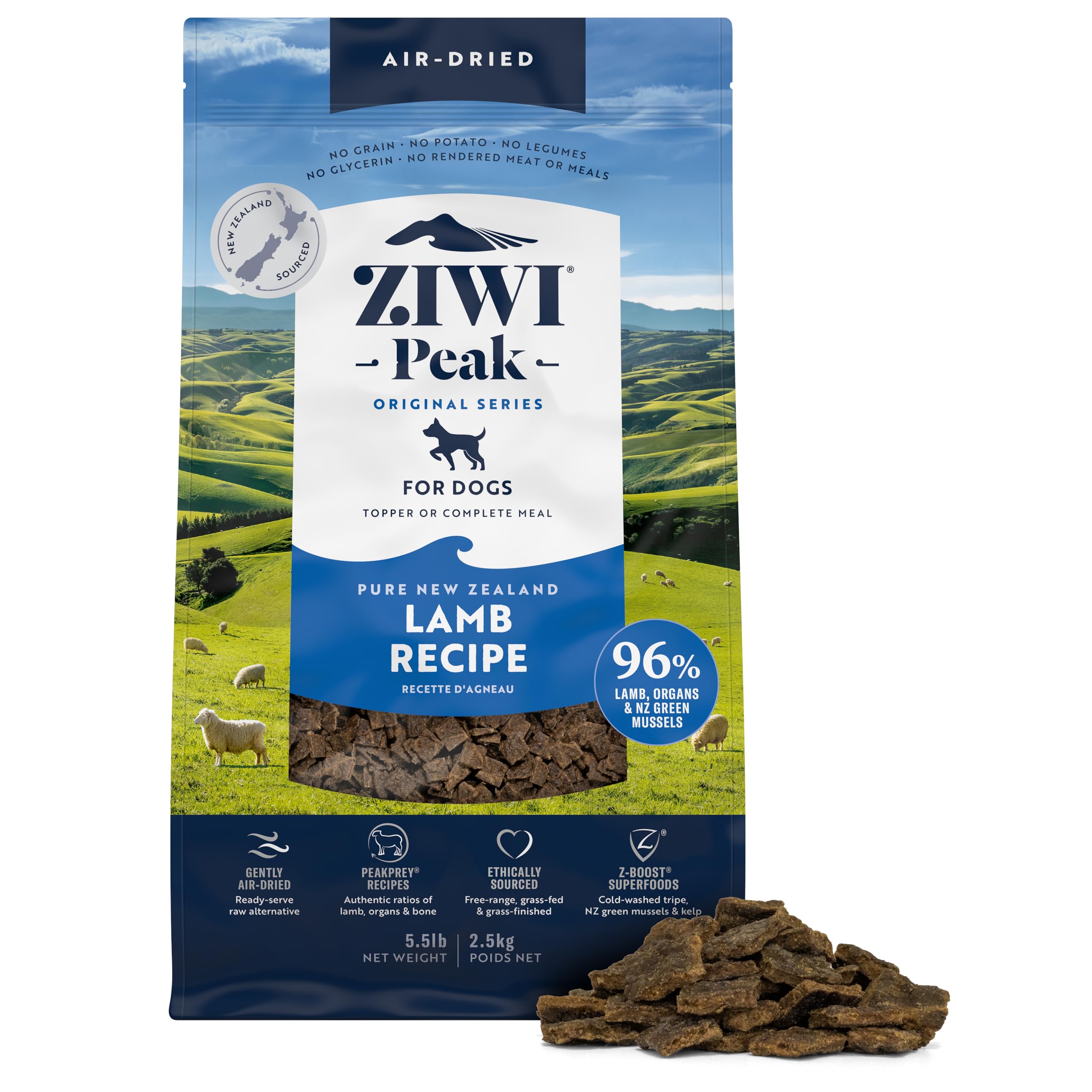 ZIWI Peak croquettes d agneau sechees a l air dans un bol.