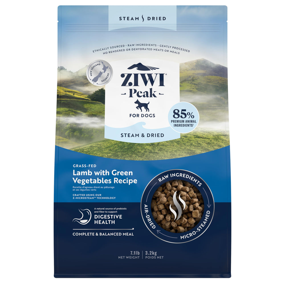 ZIWI Peak vapeur et séchage – agneau et légumes, saveur naturelle et nutrition complète.