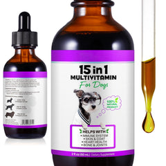 Gouttes ZIXAOK multivitamines pour chien 15 en 1, utilisation simple et pratique.