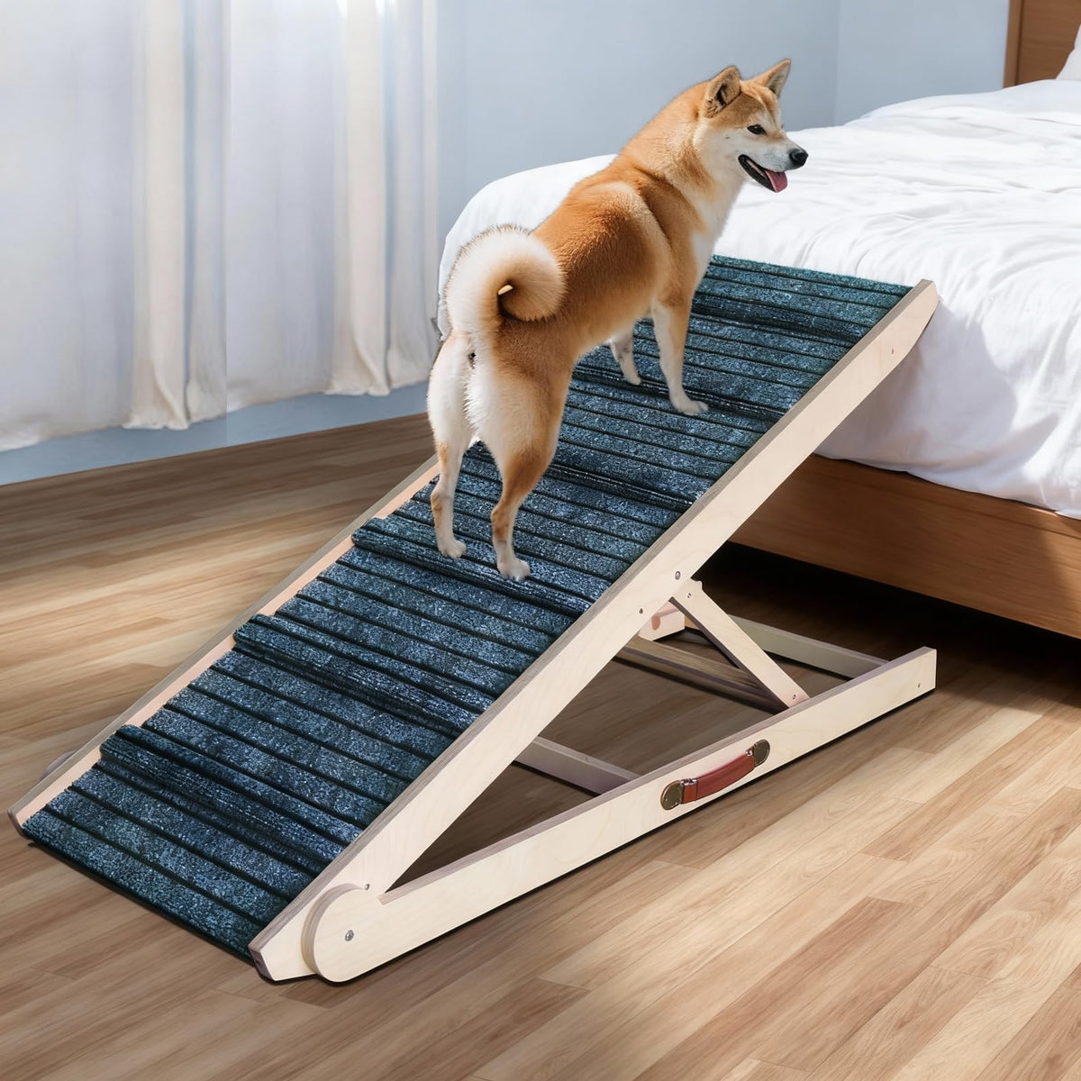 Rampe ZJSF pour chien sur lit, hauteur reglable et accessibilité.