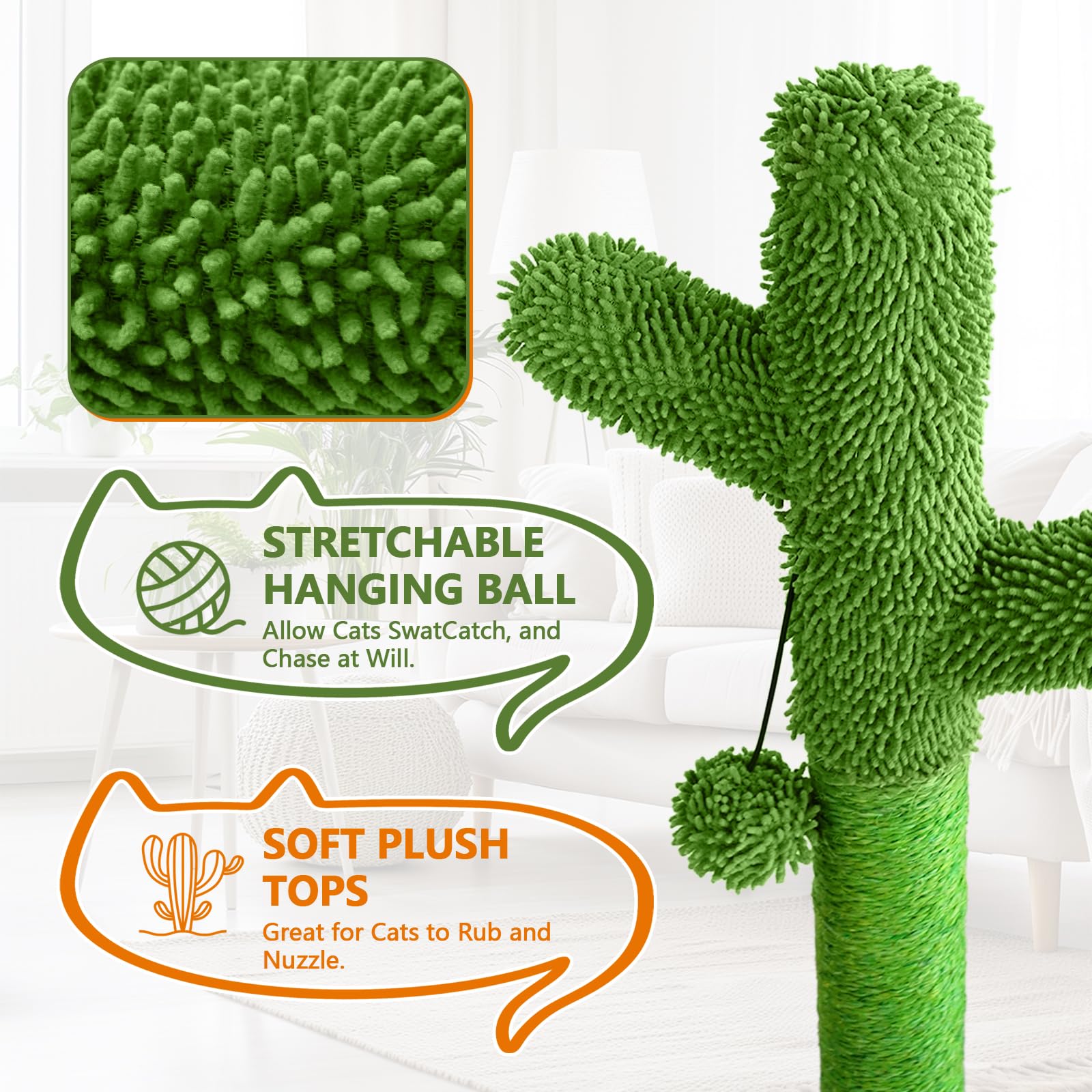 ZLAFM Cactus Post avec jouet balle intégré pour jeu actif.
