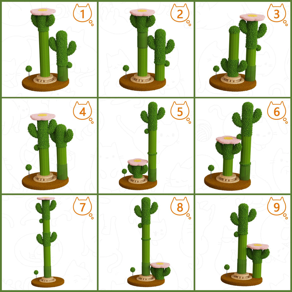 ZLAFM Cactus Post avec fleur en haut, perchoir élégant et sûr.