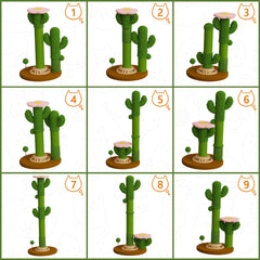 ZLAFM Cactus Post avec fleur en haut, perchoir élégant et sûr.