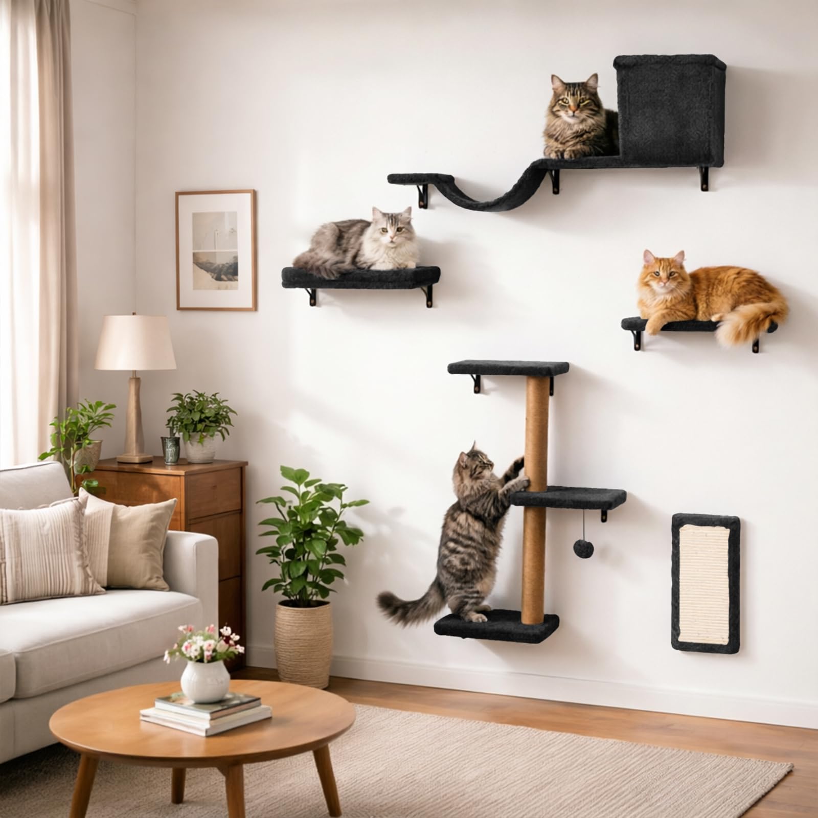 ZLAFM étagères murales pour chats – lit confortable pour sieste en hauteur.