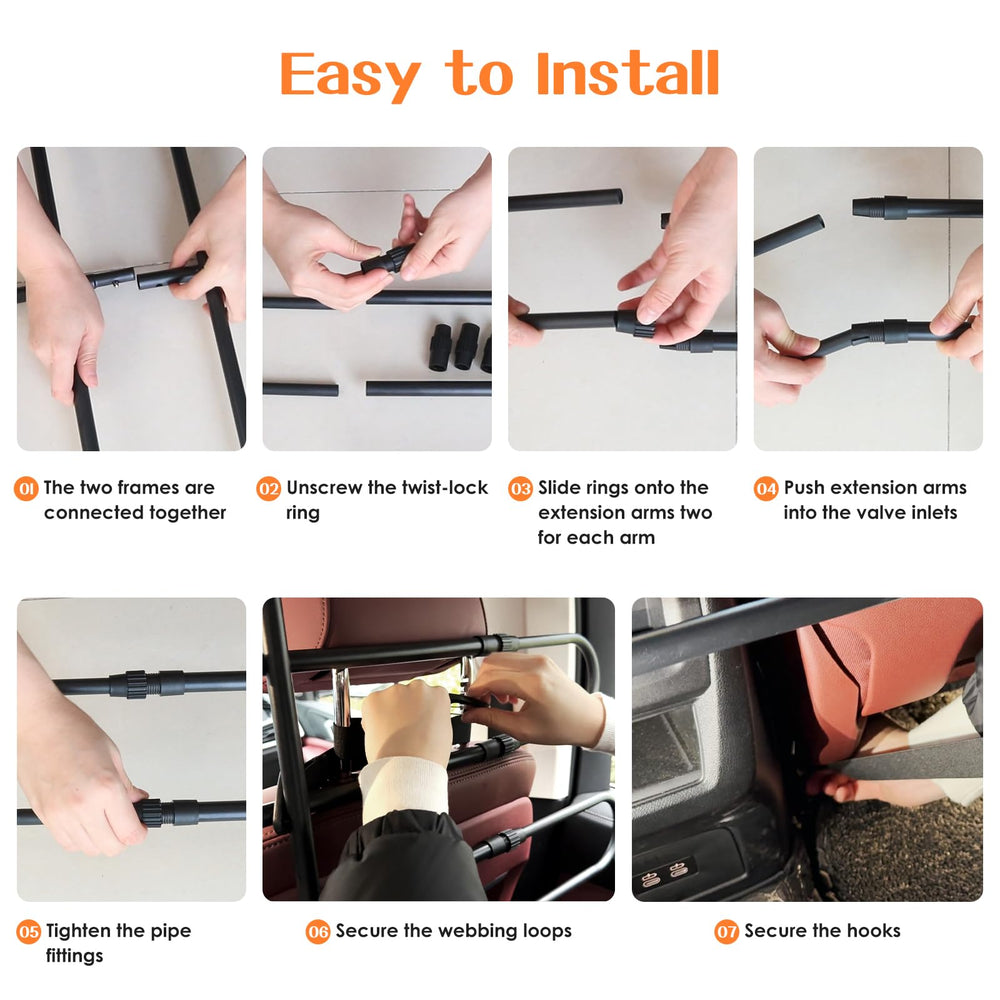 Installation rapide sans outils pour barrière Zmgdrm dans l’habitacle.