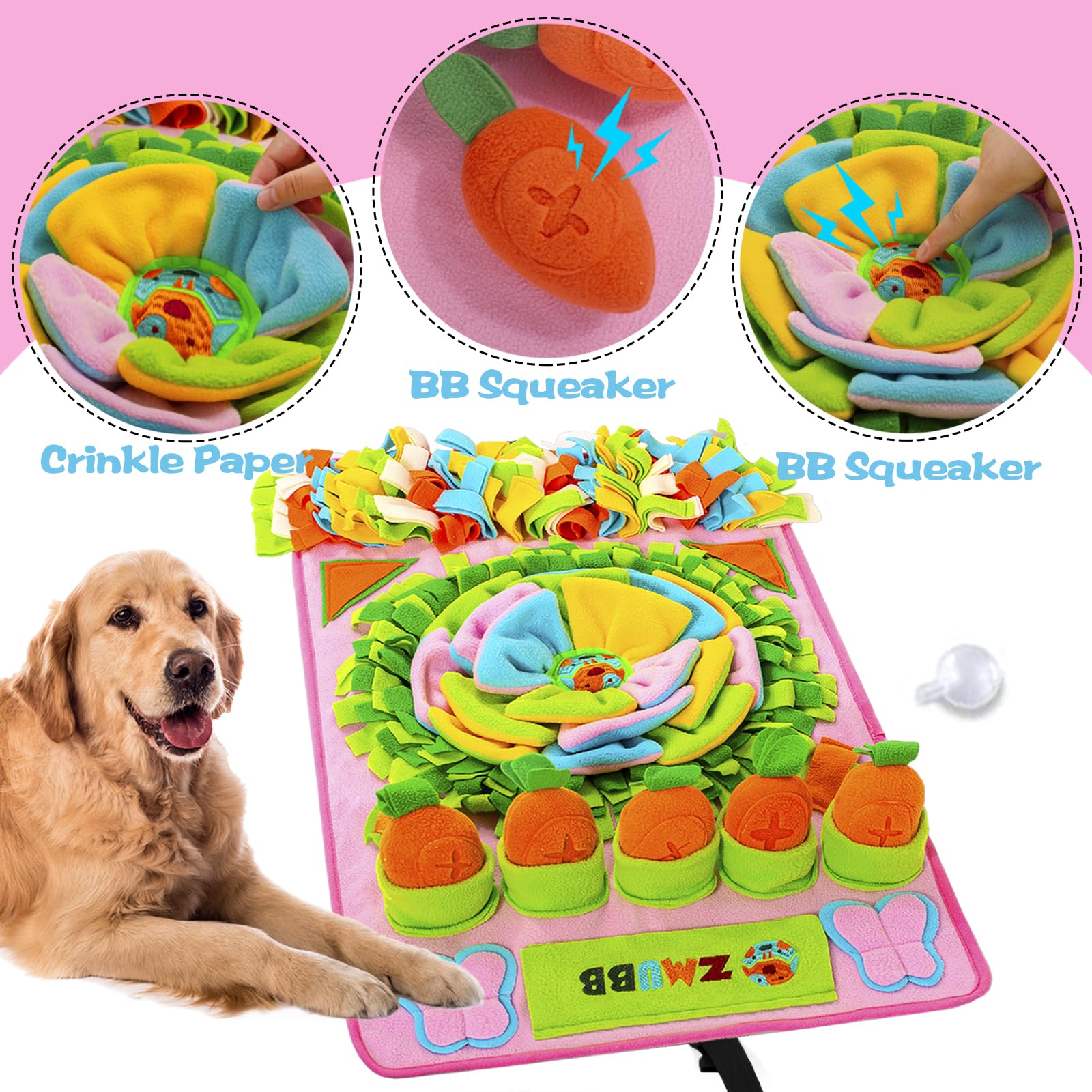 ZMUBB Snuffle Mat polyester sûr et durable pour chiens et chats