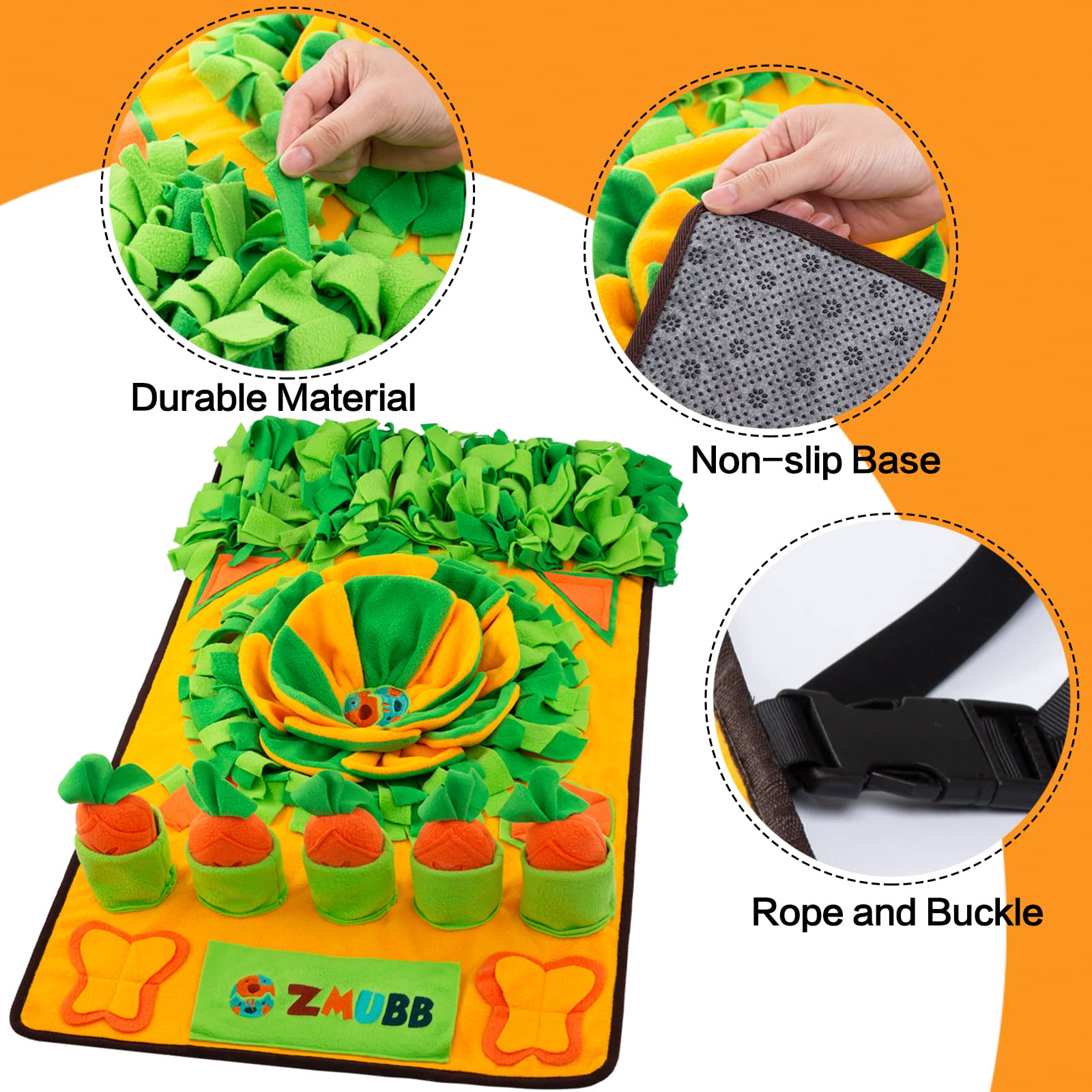 ZMUBB Tapis de reniflement: éléments herbes et carottes éveillant l’intérêt du chien.