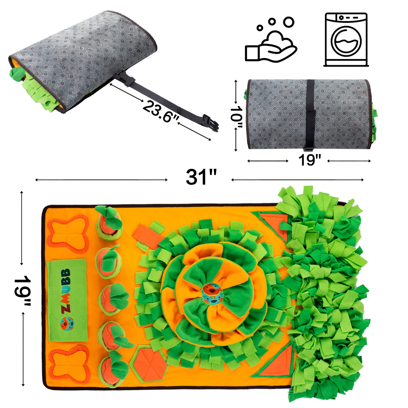 ZMUBB Tapis de reniflement: nettoyage facile en machine ou à la main.