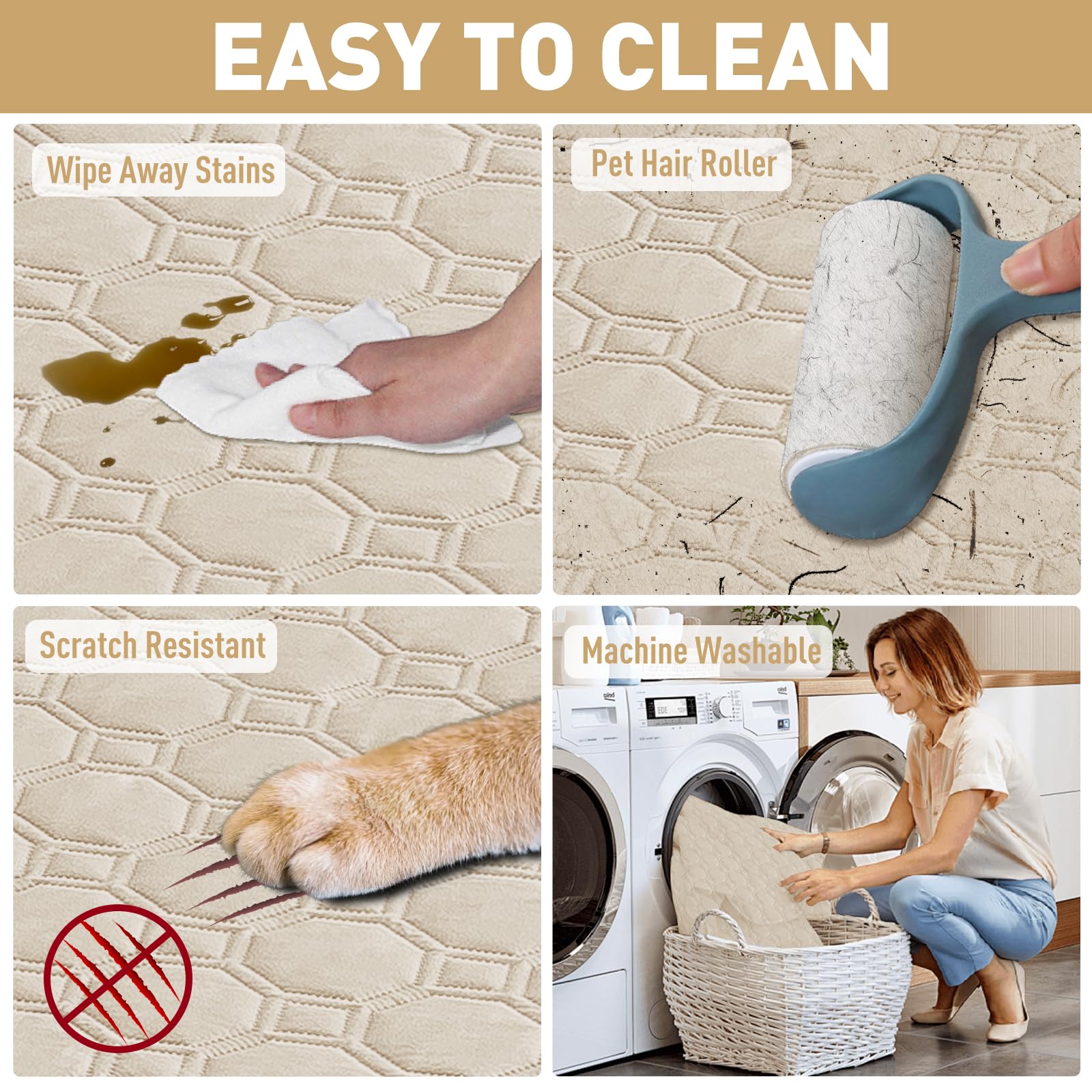 ZNSAYOTX Idéale pour extérieur et pique-nique, tapis pratique beige.