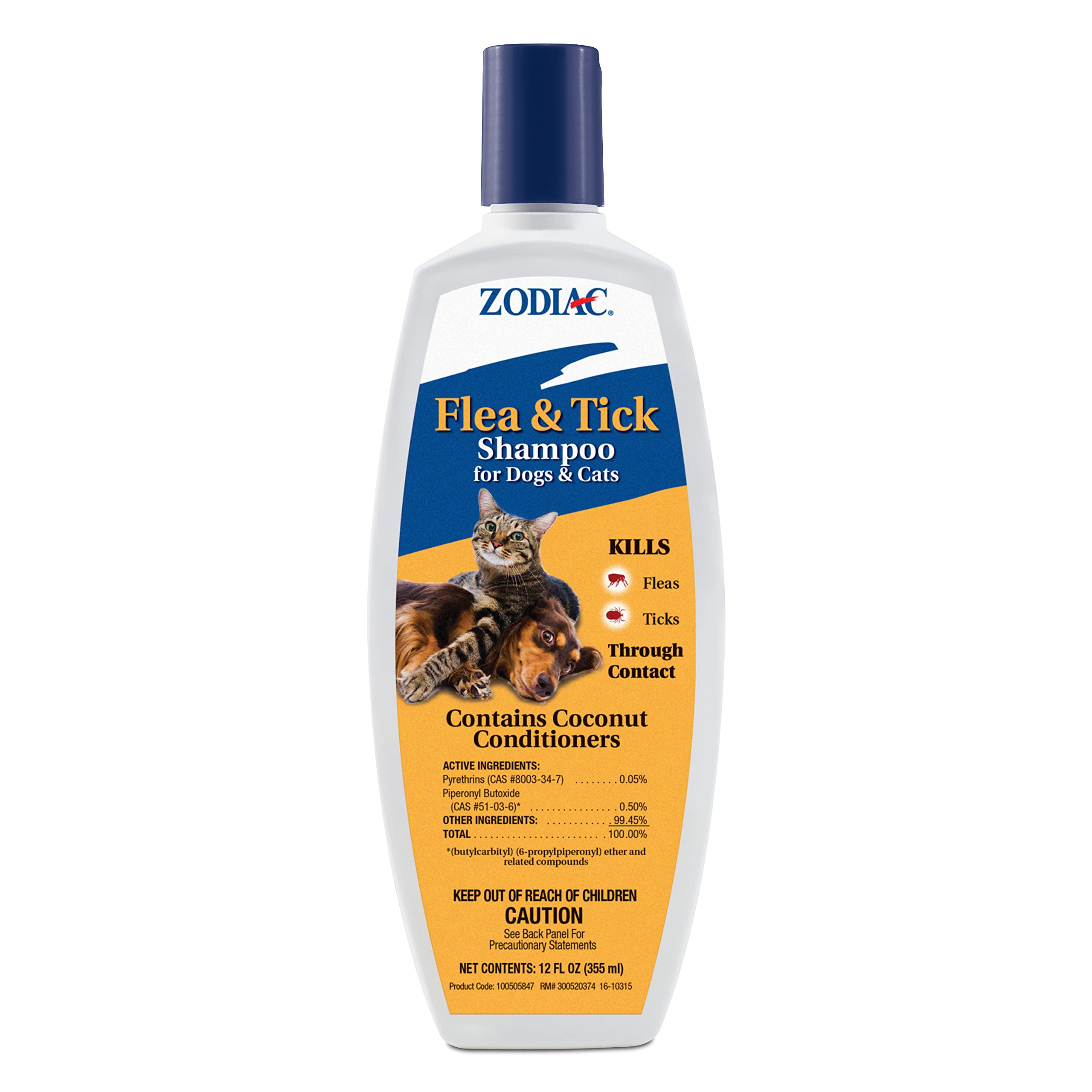 Zodiac Shampooing: flacon visible, soin du pelage des chiens et chats.
