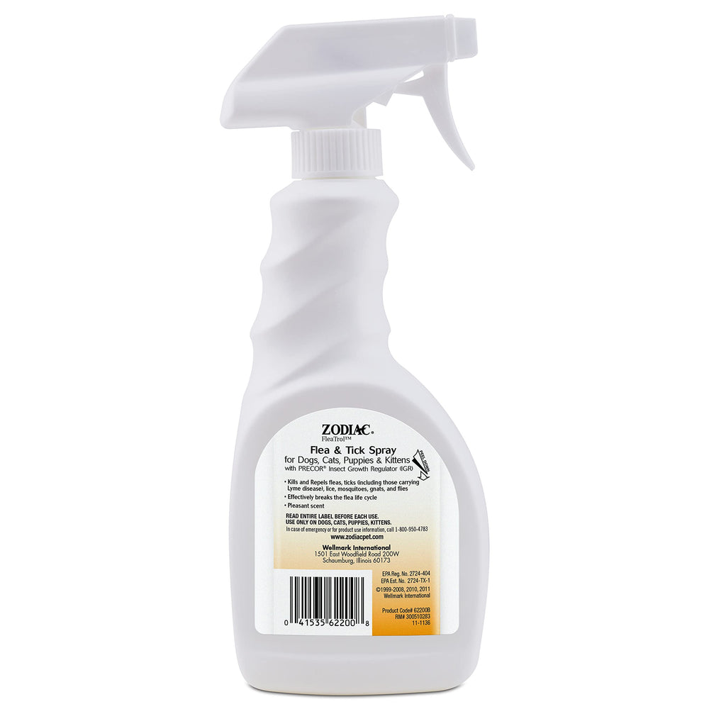 Zodiac Spray ingrédients PRECOR et pyrethrines, efficacité longue durée.