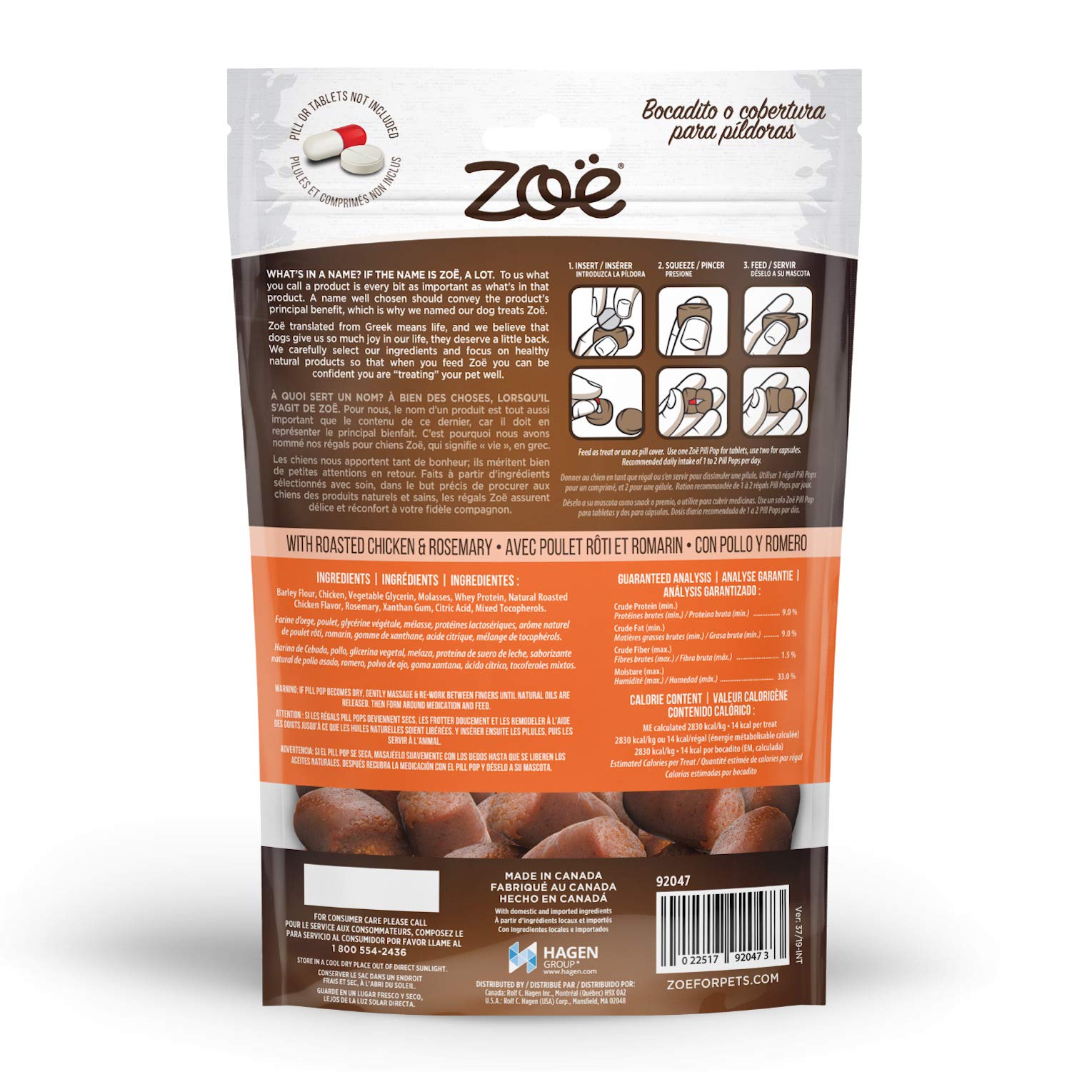 Zoë Pill Pops, emballage par 2, pour garder la texture moelleuse.