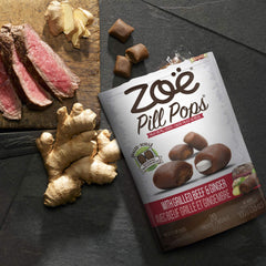 Zoë Pill Pops : saveur bœuf-gingembre, parfum invitant.