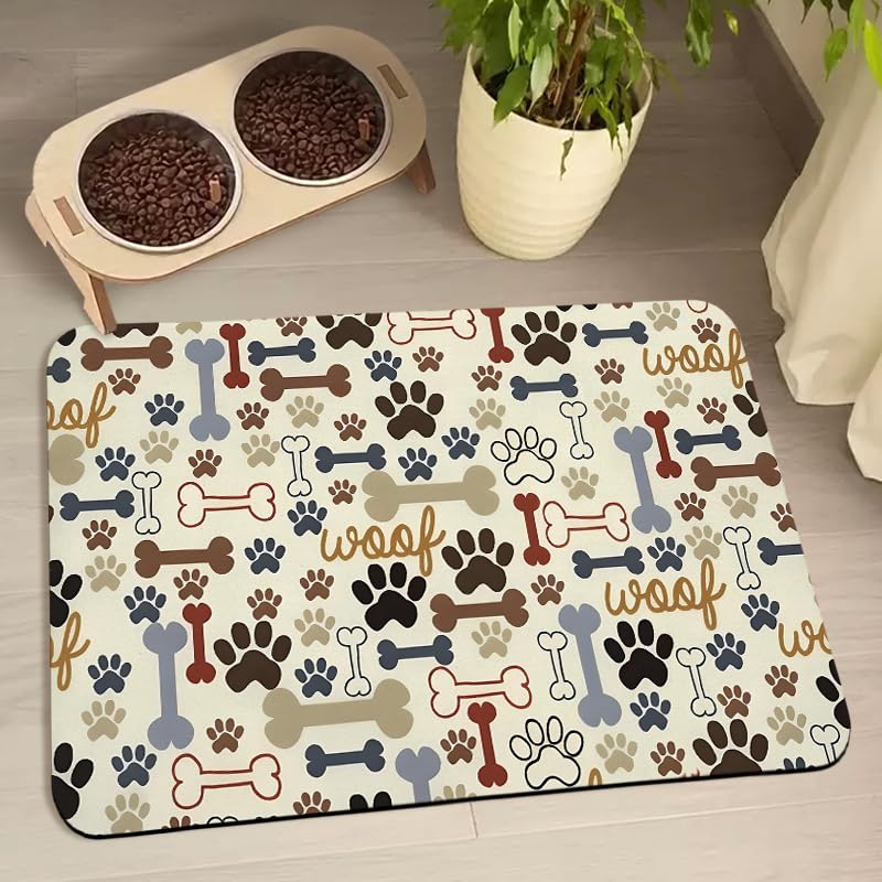 Tapis Zoeeya pour nourriture de chien, imperméable et protège le sol des débordements.