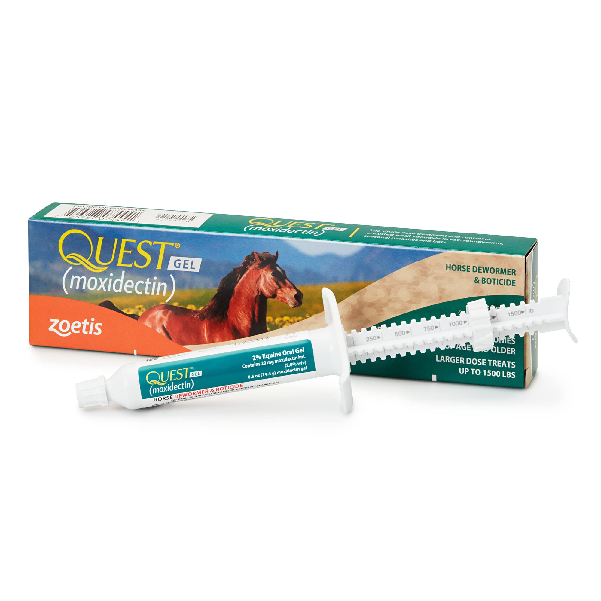 Quest Gel de Zoetis avec seringue Sure-Dial prête à l’emploi, dosage précis.