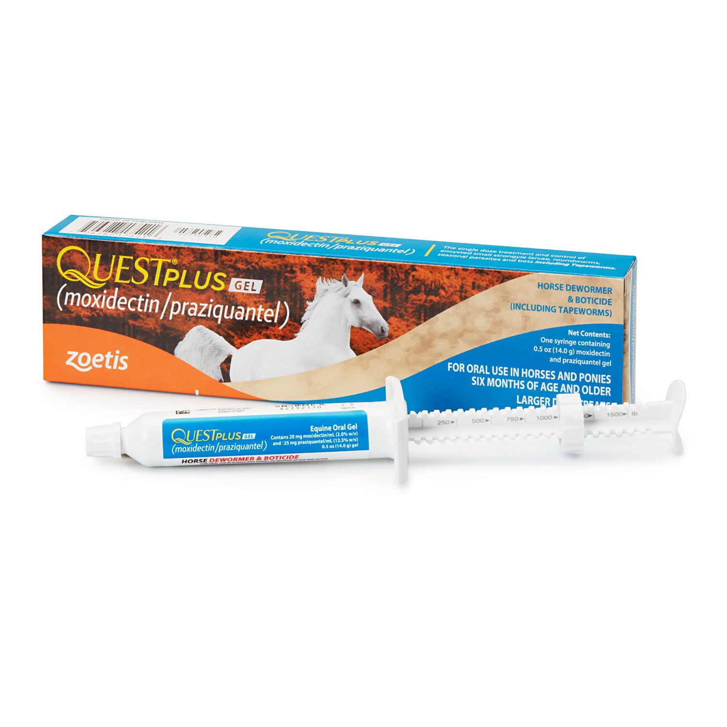 Zoetis Quest Plus Gel dans une seringue sure-dial prête à l'emploi, dose précise facilitant l'administration.